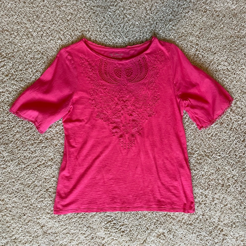 Chico's Pink Graphic Relaxed T-Shirt